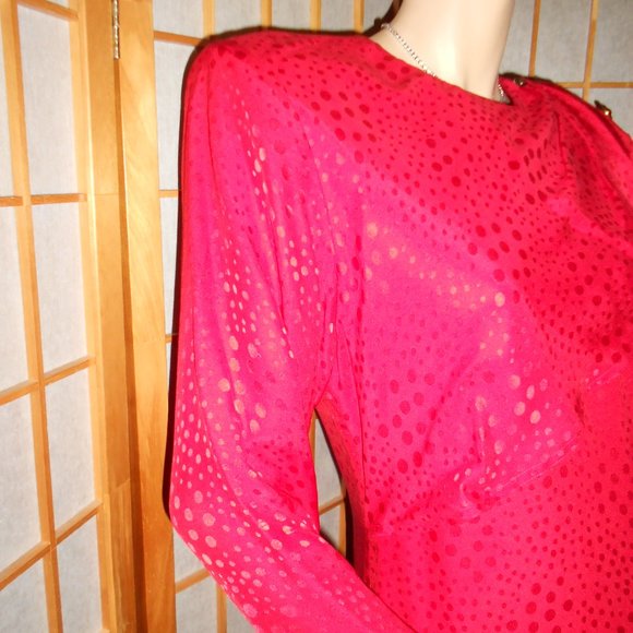 ST. GILLIAN SILKS Red 100% Silk Dress * sz 8 * VINTAGE - Picture 4 of 7